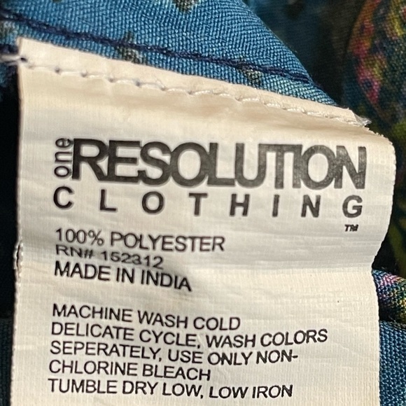 ONE Resolution Men’s Tropical Skull Print Teal Button Down Shirt Size M - Picture 6 of 6